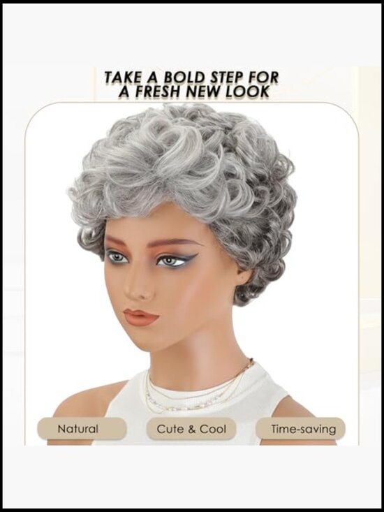 Short Curly Pixie Cut Wig with Bangs Synthetic Shaggy Full Hair Wig main image 4